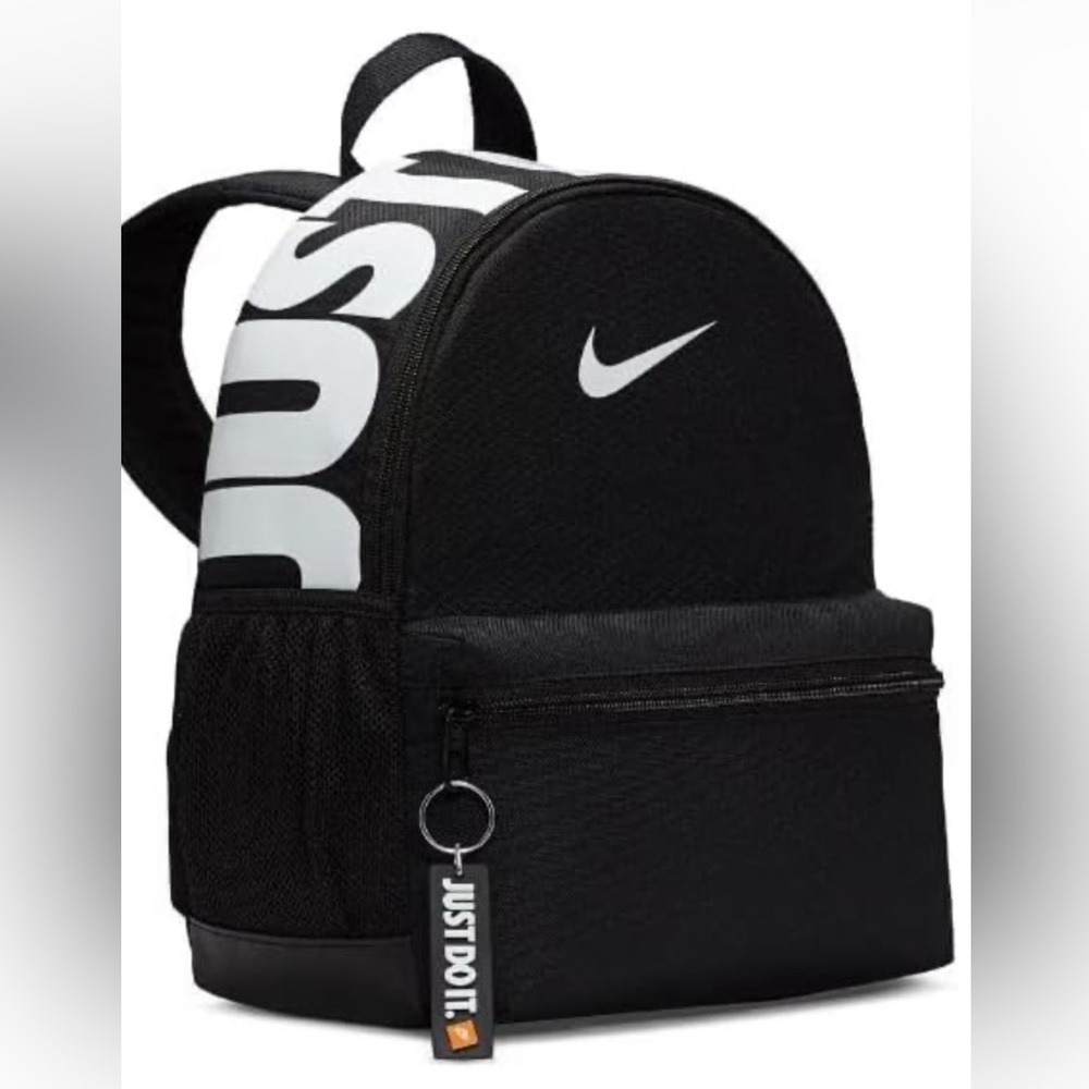 NWT- NIKE Brasilia JDI Just do it Kitds Mini Backpack Purse Black White .